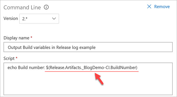 Using a build variable in a release pipeline